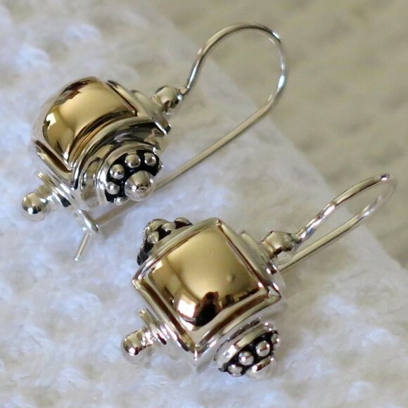 Joseph Esposito ESPO Sterling Signatures 14KT Gold + Silver Dangle Earrings - Picture 2 of 16